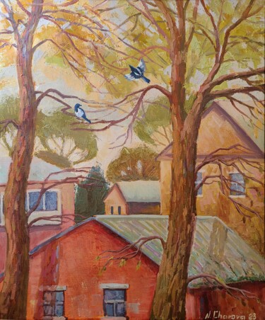 Schilderij getiteld "Autumn story" door Natalia Bocharova (Charova), Origineel Kunstwerk, Olie