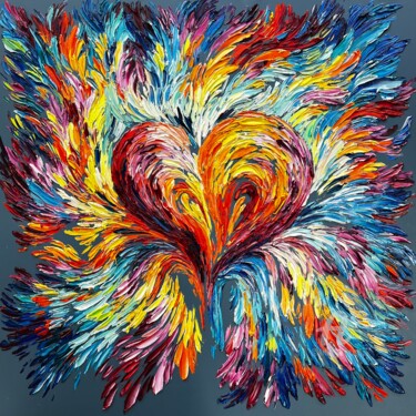 Exploding Heart Картина под названием "Exploding Heart" - Anna Clark, Подлинное произведение искусства, Масло Установлен на Деревянная рама…
