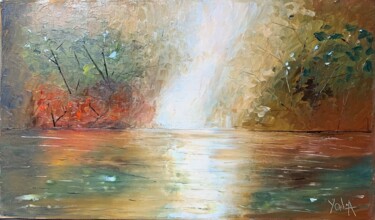 Lumière d'Automne sur la rivière Schilderij getiteld "Lumière d'Automne s…" door Yolande Strauss Ruinet (Yola), Origineel Kunstwerk, Olie