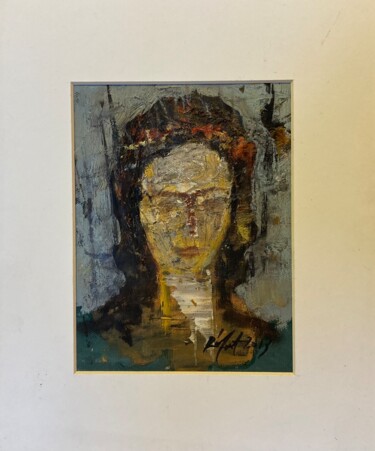 Painting titled "Rıfat Koçak - woman…" by Ahmet Öcal, Original Artwork, Acrylic Mounted on Cardboard