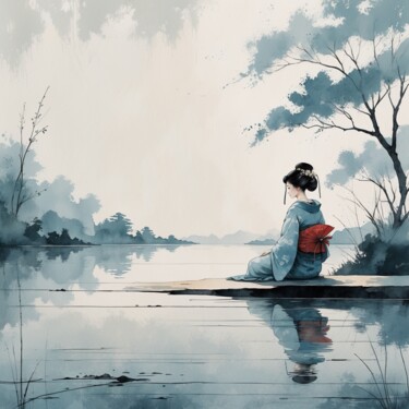 数字艺术 标题为“Geisha Rising” 由Cronos, 原创艺术品, 数字油画 安装在artwork_cat.上