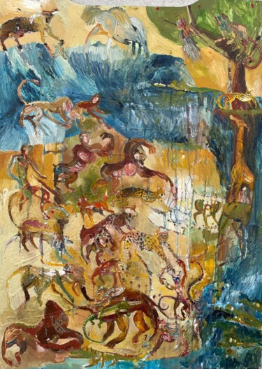 Painting titled "Savana" by Gabriele Poidomani (Kiro), Original Artwork, Acrylic