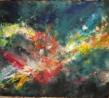 제목이 "Explosion"인 미술작품 Marie Claude Capron로, 원작, 아크릴 나무 들것 프레임에 장착됨