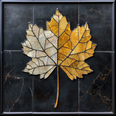 Geometric Leaf Arts numériques intitulée "Geometric Leaf" par Alberto Capitani, Œuvre d'art originale, Image générée par l'IA