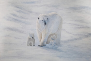 绘画 标题为“Polar Bear Mother” 由Nataliia Khoruzhenko, 原创艺术品, 丙烯