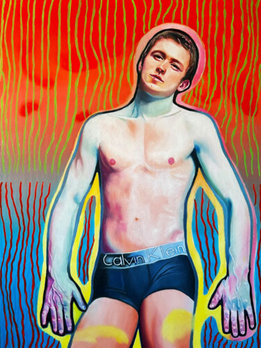 EN BOXER CALVIN KLEIN ... Pintura titulada "EN BOXER CALVIN KLE…" por Will Art Nantes, Obra de arte original, Oleo Montado en Panel de madera