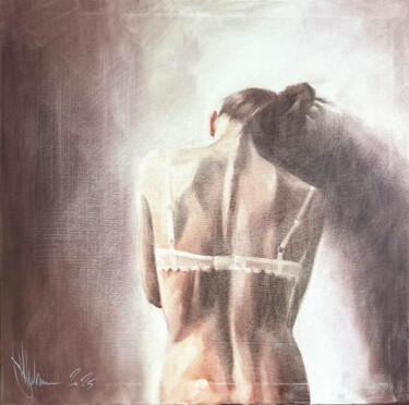 Schilderij getiteld "Evening etude." door Igor Shulman, Origineel Kunstwerk, Olie Gemonteerd op Frame voor houten brancard
