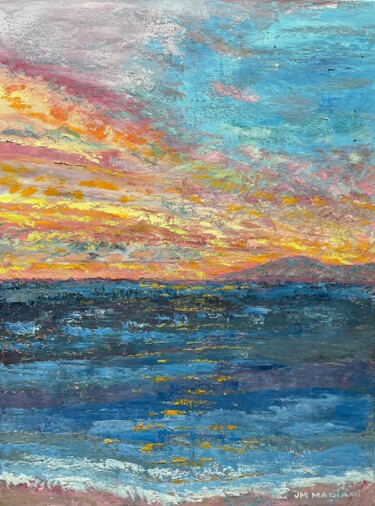 绘画 标题为“Coucher de soleil s…” 由Jm Mariani, 原创艺术品, 油 安装在木质担架架上