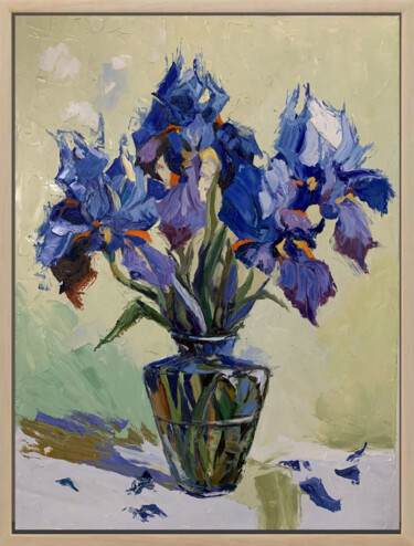 Iris Majesty in Glass. "Iris Majesty in Gla…" başlıklı Tablo Vita Schagen tarafından, Orijinal sanat, Petrol Ahşap Sedye çerçevesi üzerine monte ed…