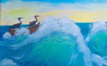 Painting titled "Travelers." by Fa Ley, Original Artwork, Acrylic Mounted on Wood Stretcher frame