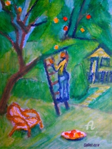 Pittura intitolato "Fruits" da Slobodan Spasojevic (Spaki), Opera d'arte originale, Pastello