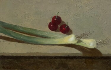 "Cerezas y Puerros" başlıklı Tablo Luis Sevillano tarafından, Orijinal sanat, Petrol Ahşap Sedye çerçevesi üzerine monte edi…