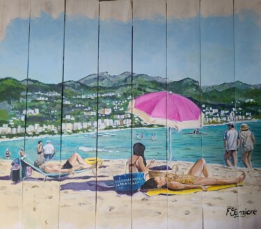 Schilderij getiteld "La plage. 2" door Francis Stanzione, Origineel Kunstwerk, Acryl