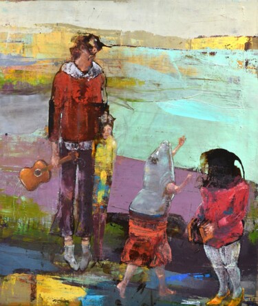 Bandonéoniste 「Bandonéoniste」というタイトルの絵画 Valérie Jayatによって, オリジナルのアートワーク, オイル ウッドストレッチャーフレームにマウント