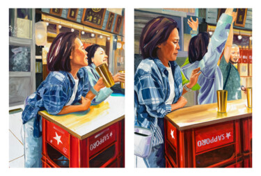 Pintura titulada "7 pm - 8 pm" por Aurélie Quentin, Obra de arte original, Oleo Montado en Bastidor de camilla de madera
