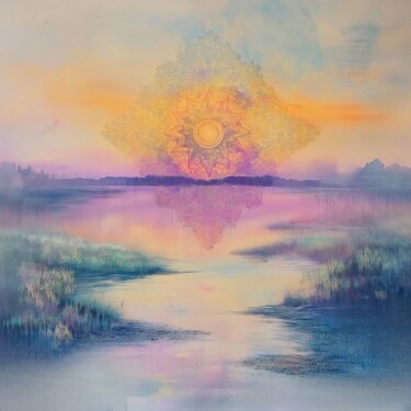 Radiant Dawn: Sun Over Okavango 数字艺术 标题为“Radiant Dawn: Sun O…” 由Anna Burger, 原创艺术品, 数字油画