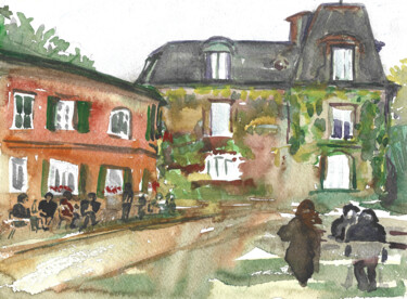 Montmartre street Peinture intitulée "Montmartre street" par Denis Kuvayev, Œuvre d'art originale, Aquarelle