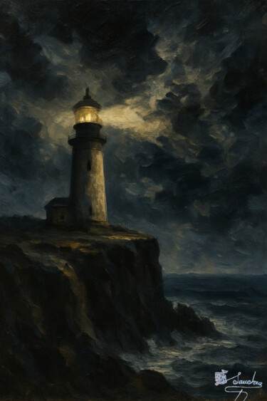 Painting titled "Farol de la Torment…" by Elio Segundo Sanchez, Original Artwork, Oil