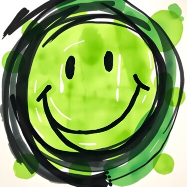 Bubblegrin Printmaking titled "Bubblegrin" by Ivy Blue, Original Artwork, Digital Print