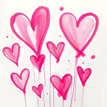 Hearts in the Air Printmaking titled "Hearts in the Air" by Ivy Blue, Original Artwork, Digital Print