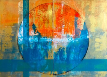 绘画 标题为“Eudaimonía (Díptico)” 由Javier Santana, 原创艺术品, 丙烯 安装在木质担架架上