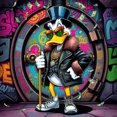 Rich Duck Hustle Artes digitais intitulada "Rich Duck Hustle" por Cronos, Obras de arte originais, Impressão digital Montado em Alumínio