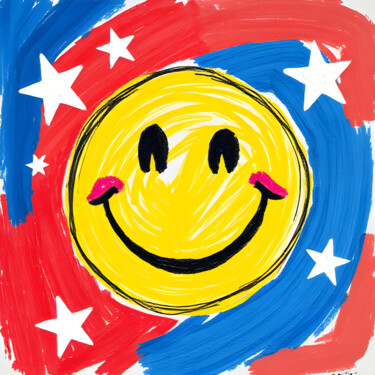 Spinny Smiley 「Spinny Smiley」というタイトルの製版 Ivy Blueによって, オリジナルのアートワーク, デジタルプリント