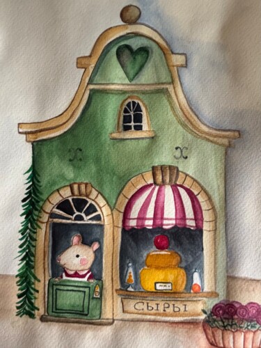 绘画 标题为“The mouse in the ch…” 由Elena Koroleva, 原创艺术品, 水彩