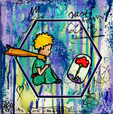 Tableau Le Petit Prince Pop Art Street Art Graffiti Unique 绘画 标题为“Tableau Le Petit Pr…” 由Pvettese, 原创艺术品, 喷漆 安装在木质担架架上