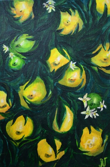 Limoncello. Prequel Painting titled "Limoncello. Prequel" by Julia Velyka, Original Artwork, Acrylic Mounted on Wood Stretcher frame