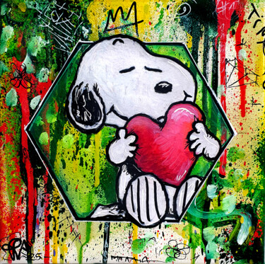 绘画 标题为“Snoopy Pop Art Stre…” 由Pvettese, 原创艺术品, 喷漆 安装在木质担架架上