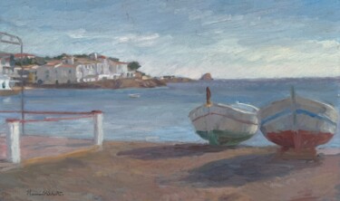 Malarstwo zatytułowany „Playa de Cadaques” autorstwa Ramón Pichot Soler, Oryginalna praca, Olej Zamontowany na Panel drewnia…