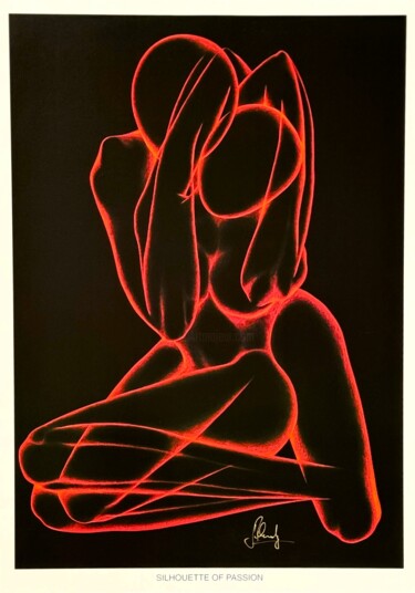 Sillhoutte of Passion (red variant) Printmaking titled "Sillhoutte of Passi…" by Jow, Original Artwork, Analog Print