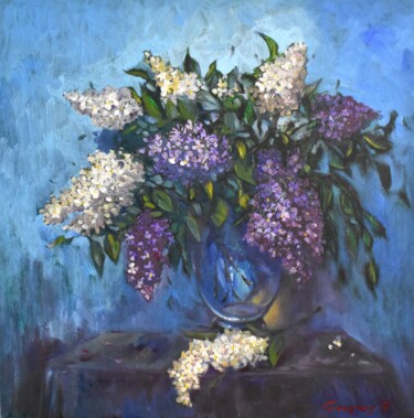 Schilderij getiteld "lilac" door Grigorii Zulkarniaev, Origineel Kunstwerk, Olie