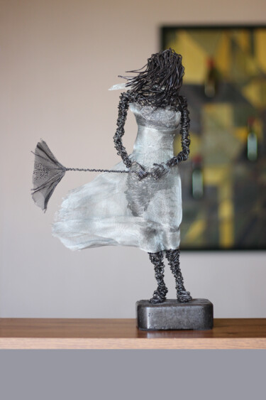 Sculpture titled "Broken Rain" by Karen Axikyan, Original Artwork, Metals