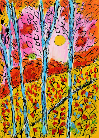 Peinture intitulée "Romance et soleil" par Jean Mirre, Œuvre d'art originale, Huile