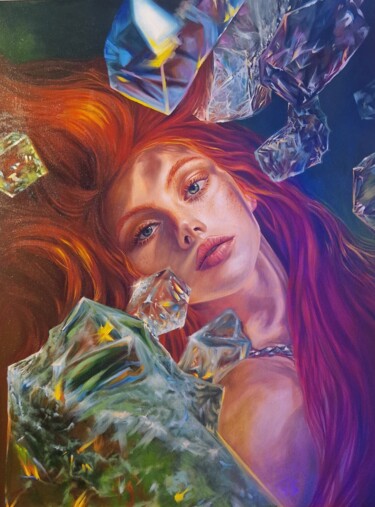 绘画 标题为“Trapped in crystals” 由Ekaterina Hugg, 原创艺术品, 油 安装在木质担架架上