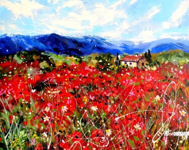 Landscape with wild flowers Pittura intitolato "Landscape with wild…" da Aliaksandra Tsesarskaya, Opera d'arte originale, Acrilico Montato su Telaio per…