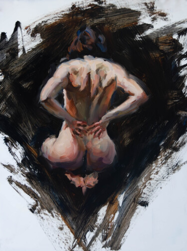 Peinture intitulée "Back study in bold…" par Romain Eugène, Œuvre d'art originale, Huile Monté sur Panneau de bois