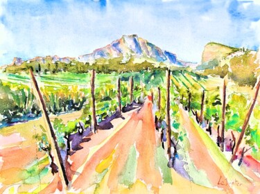 Le Pic Saint-Loup et l'Hortus vus de la chapelle d'Aleyrac