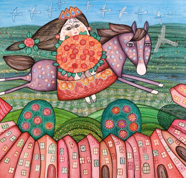 The Dream Flight Peinture intitulée "The Dream Flight" par Armen Vahramyan, Œuvre d'art originale, Huile Monté sur Châssis en bois