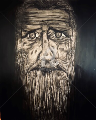 Painting titled "Le biker" by Julie Lalonde, Original Artwork, Acrylic Mounted on Wood Stretcher frame