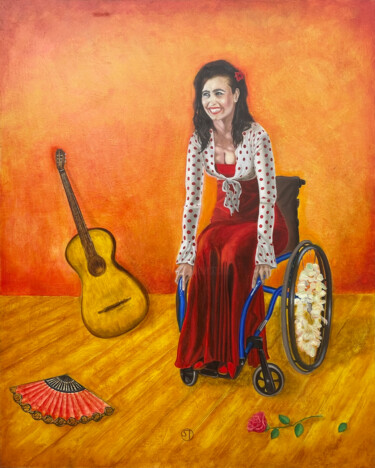 Pittura intitolato "Miss Flamenco" da Shank Arte, Opera d'arte originale, Olio Montato su Telaio per barella in legno