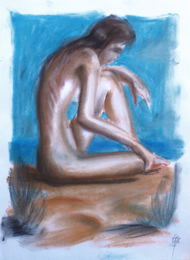 Disegno intitolato "Im Zwielicht." da Götz Wiedenroth, Opera d'arte originale, Gesso