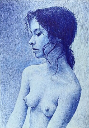 Young Woman in Nude Disegno intitolato "Young Woman in Nude" da Onpumi, Opera d'arte originale, Biro