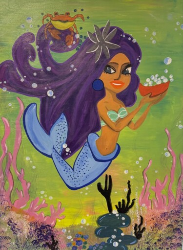 Pintura intitulada "Underwater world" por Inga Maisuradze, Obras de arte originais, Acrílico