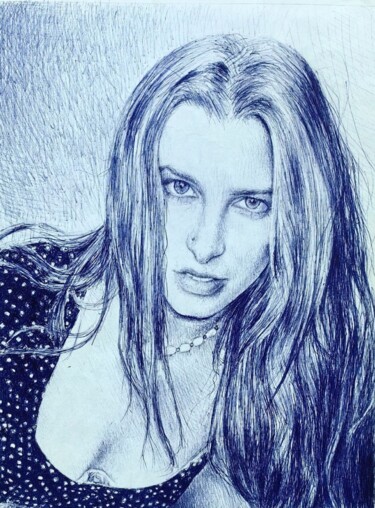 The Gaze of a Frenchwoman Disegno intitolato "The Gaze of a Frenc…" da Onpumi, Opera d'arte originale, Biro