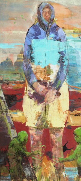 绘画 标题为“Quai des bruines” 由Valérie Jayat, 原创艺术品, 丙烯 安装在木质担架架上