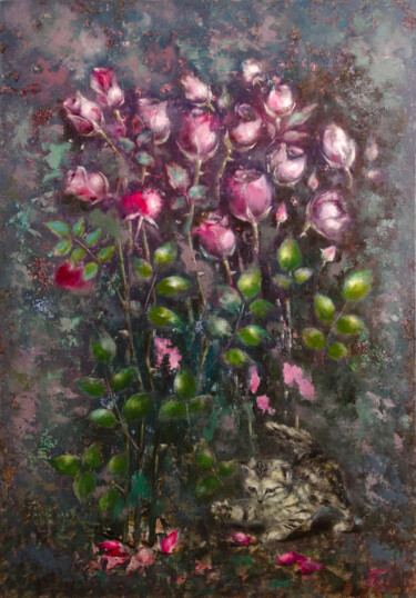 绘画 标题为“A walk in thegarden” 由Svetlana Petruša, 原创艺术品, 油 安装在木质担架架上