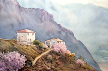 Schilderij getiteld "Las casitas de los…" door Balderas, Origineel Kunstwerk, Aquarel